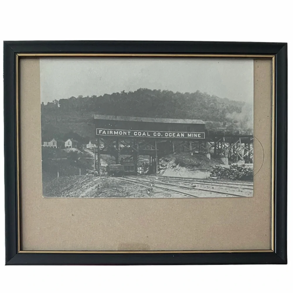Vintage Coal Mining Picture Frame Antique Photograph Collectors Art Office Décor